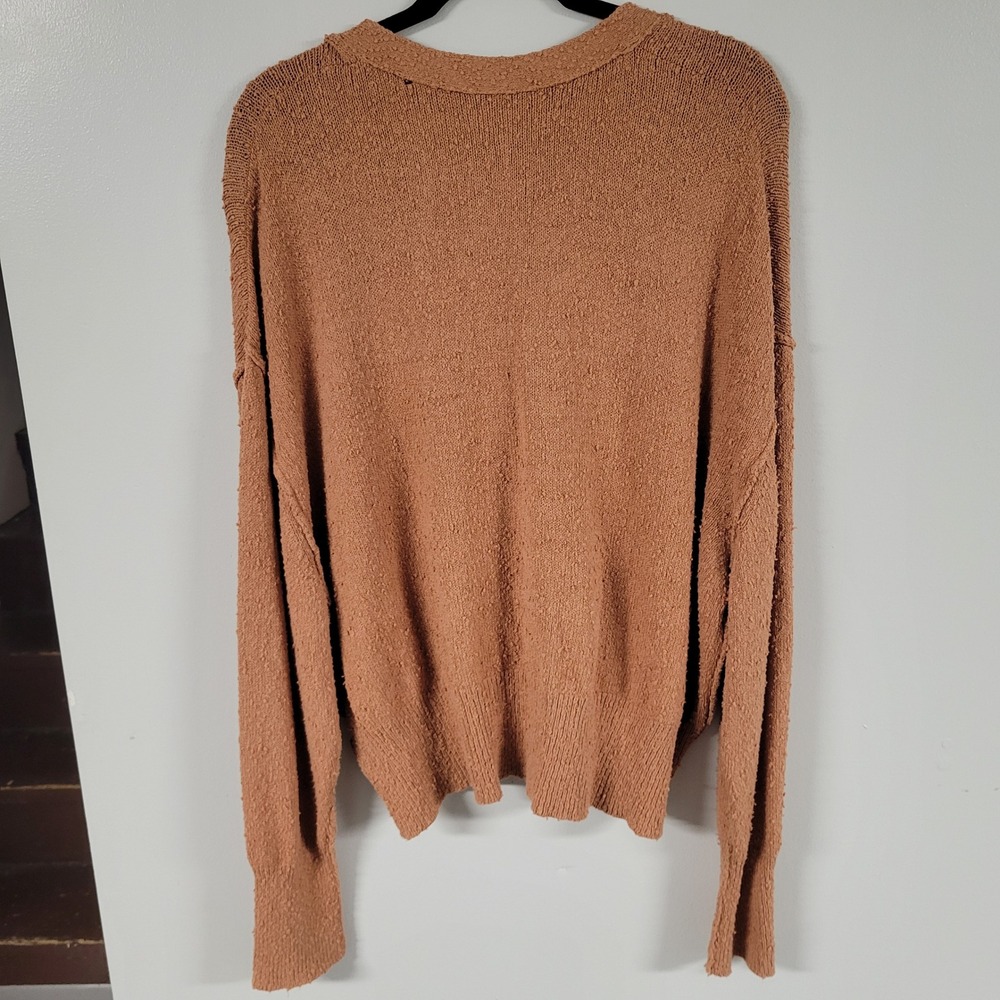 Free People Marled Knit Pullover Sweater Copper Brown Medium Boho Casual - Picture 2 of 11